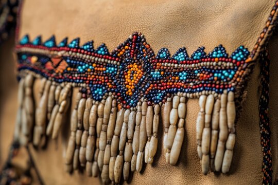 Native American Medicine Bag with Beading, Buckskin, and Beads in Vibrant Colors