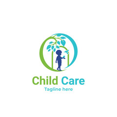 Children care logo silhouette