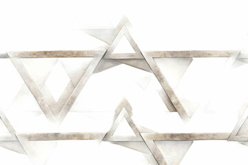 Seamless Watercolor Star of David Pattern with Recycled Paper Texture - Eco-Friendly Zero Waste Aesthetic in Rustic Muted Tones for Photo Stock