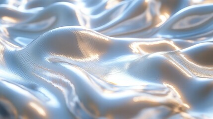 Obraz premium Abstract smooth waves with reflective surfaces and soft lighting.