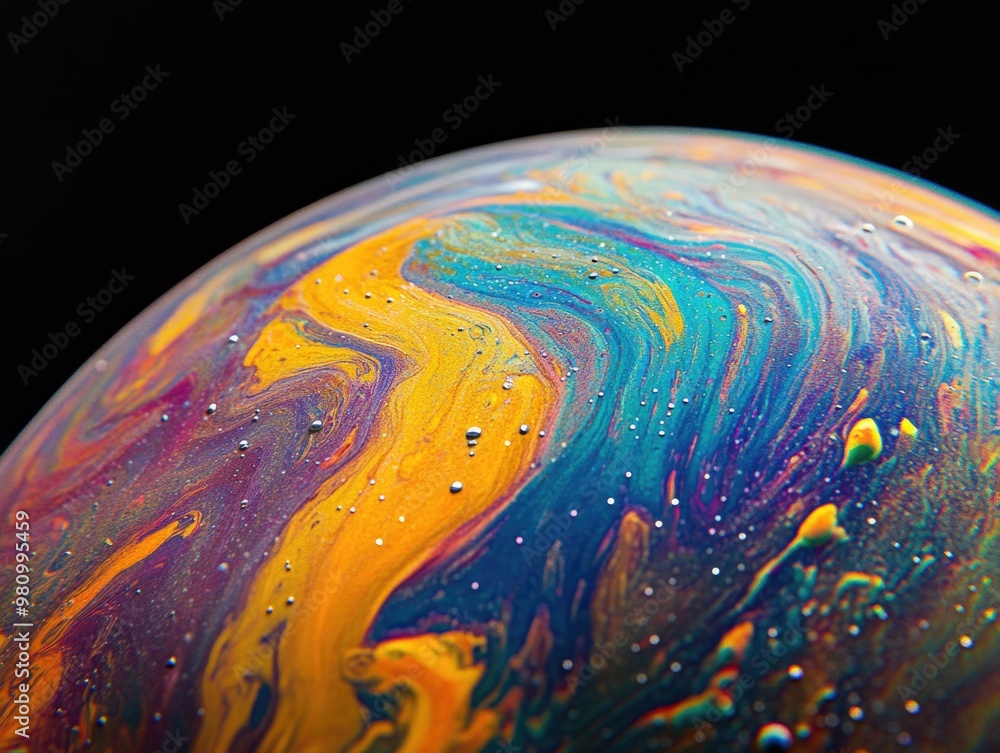 Sticker Close-up of colorful marble ball