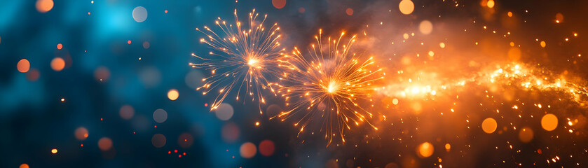 Fototapeta premium Stunning New Year 2025 Fireworks Display: Vibrant Colors & Patterns Illuminate the Night Sky Celebrating the Arrival of the New Year | Captivating Photo Stock Concept