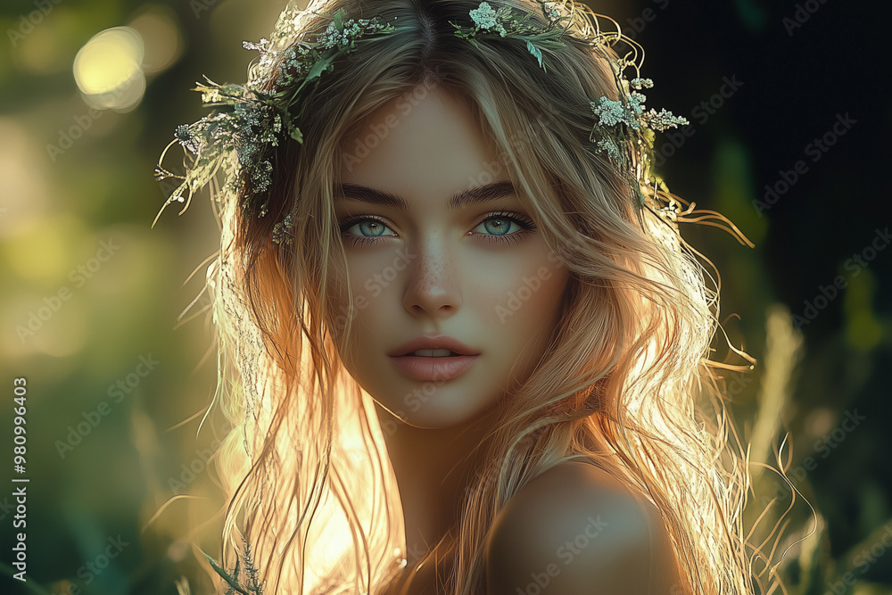 Canvas Prints Beautiful portrait of young woman in forest