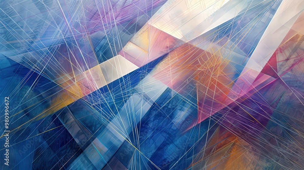 Poster this design features a complex web of diagonal lines intersecting to form a mesh-like pattern.