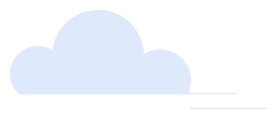 Blue cloud shape on white background with horizontal lines suggesting motion or wind. Ideal for weather apps, forecasts, clean designs, nature themes, technology graphics. Simple, clean, vector.