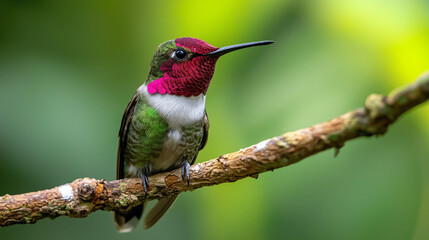 Fototapeta premium Tiny Hummingbird Resting on a Delicate Branch