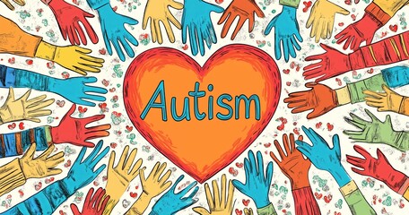 Obraz premium Autism Awareness Heart with Hands in Various Colors