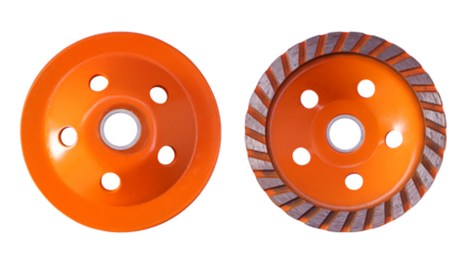 Angle grinder diamond cup wheel on transparent background