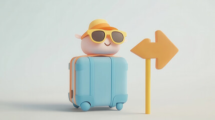 Fototapeta premium Travel vacation theme suitcase suitcase box illustration