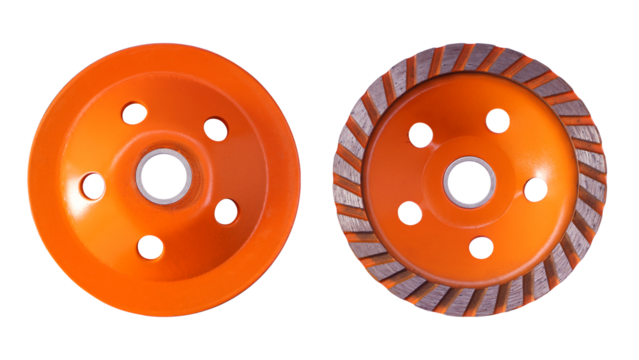 Angle grinder diamond cup wheel on transparent background