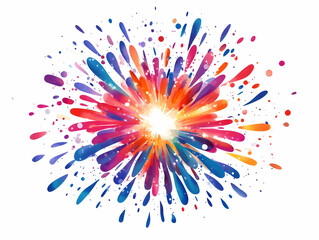 Flat Glossy Fireworks Explosion Concept: Vibrant Celebratory Burst for New Year 2025 - Dynamic Vector Illustration with Energetic Atmosphere