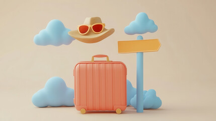 Travel vacation theme suitcase suitcase box illustration