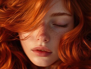 Naklejka premium Red hair close up