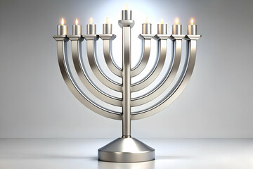 Fototapeta premium Minimalist Plain Silver Background with Subtle Hanukkah Menorah Outline and Ample Copy Space for Holiday Promotions