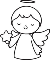 Obraz premium Serene Angel with Halo and Star