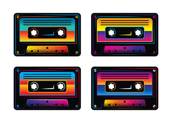 Audio cassette. Original vector illustration in vintage style. T-shirt design.