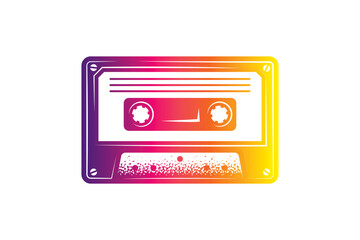 Fototapeta premium Audio cassette. Original vector illustration in vintage style. T-shirt design.
