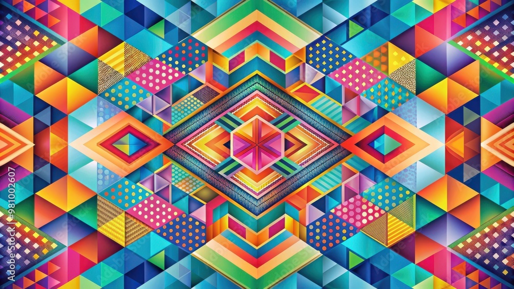 Poster abstract geometric surface wave with vibrant colors and dynamic patterns