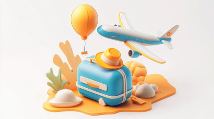 Travel vacation theme suitcase suitcase box illustration