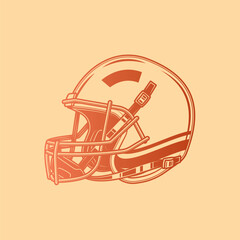 American football helmet. Original vector illustration in vintage style.