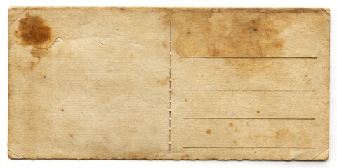 Dirty stain on the backside of an old postcard, aged, vintage, grunge, retro, dirt, stain, paper, texture, weathered, aged paper