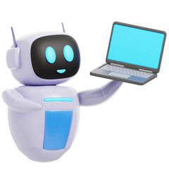 3D Smart Robot laptop Illustration