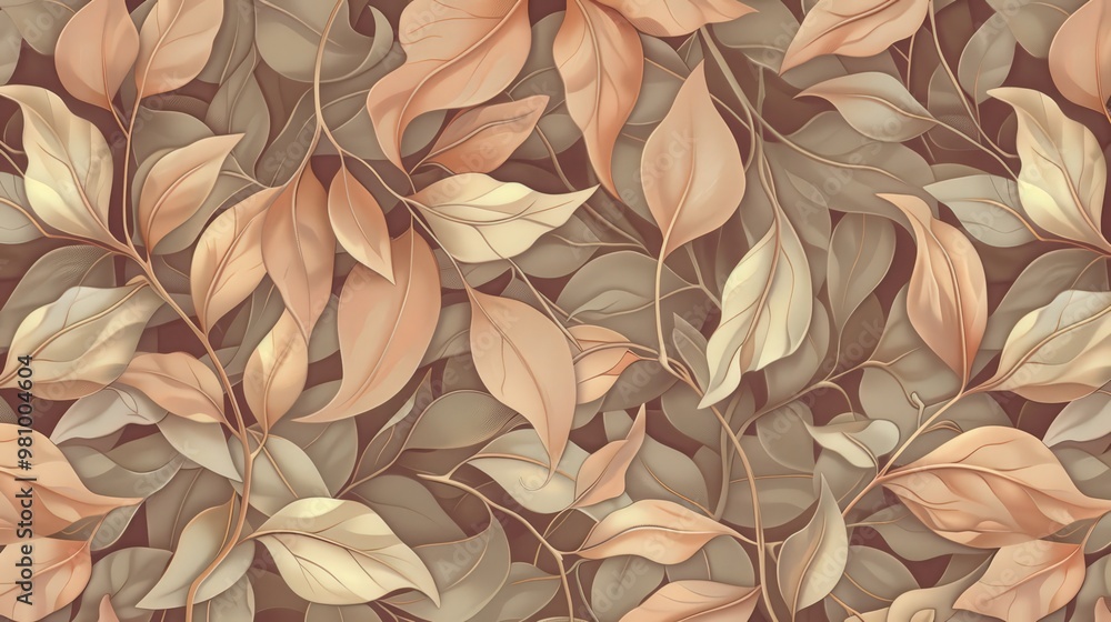 Poster this pattern showcases a series of stylized leaf shapes intertwined with delicate vines.