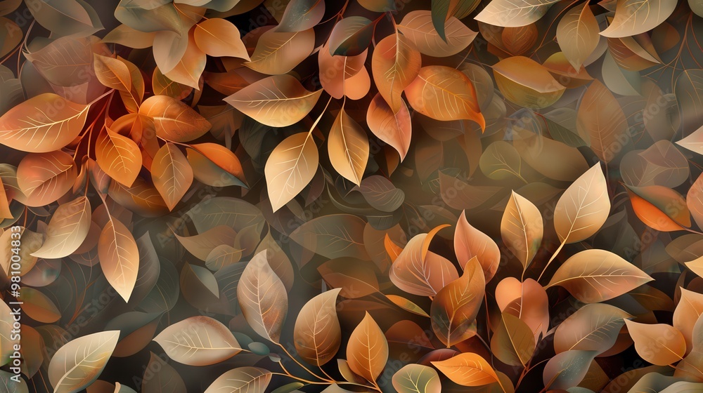 Poster this pattern showcases a series of stylized leaf shapes intertwined with delicate vines.