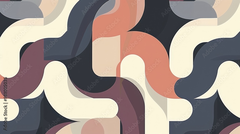 Poster this pattern showcases interlocking abstract shapes and a minimalistic design.