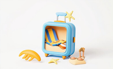 Travel vacation theme suitcase suitcase box illustration