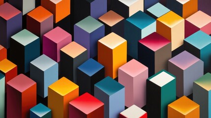 Obraz premium Stunning 3D cube pattern featuring sharp edges and bold colors, creating a visually intricate geometric design with depth