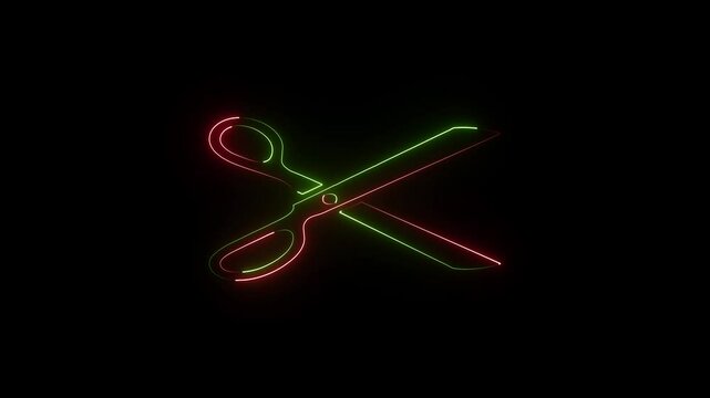 Non shine scissors icon animation on background.
