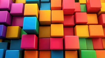 Stunning three-dimensional pattern of colorful cubes, with prominent edges and dynamic depth, creating a captivating geometric design