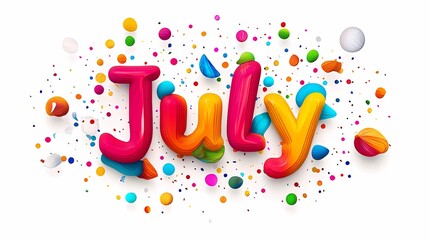 Fototapeta premium July - calendar month - 3D hot letters on white background.