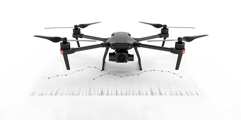 drone and rendered map blueprint with graph overlay, visualizing project planning for engineering and construction	
