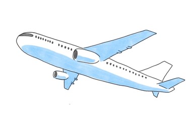空高く飛び立つ白い飛行機
