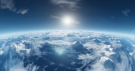 Aerial View of Earth with Sunlight on the Horizon