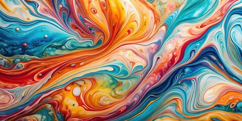 Obraz premium Abstract fluid art background resembling marble texture with colorful acrylic paint flowing, creating a decorative abstract pattern