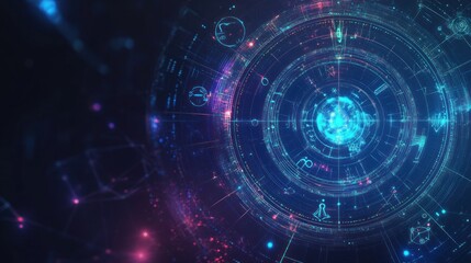 Fototapeta premium Abstract Digital Art with Circle and Symbols