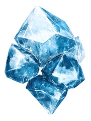 Obraz premium A cluster of translucent blue crystals with sharp edges, shimmering against a black background, showcasing their geometric beauty and clarity.