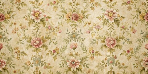 Vintage floral wallpaper texture with intricate patterns and muted colors