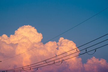 夕方, 日没直前の空と入道雲