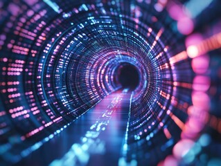 Obraz premium Futuristic Tunnel with Colorful Lights