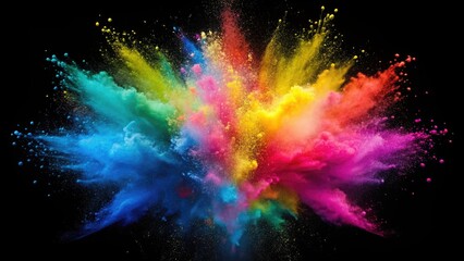 Colorful explosion splash of powdered dust with abstract freeze splatter, explosion, colorful, splash, powder