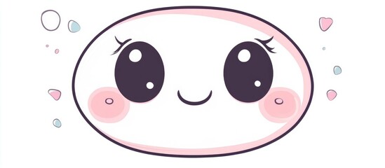 Kawaii style hand drawn flat design face on a white background