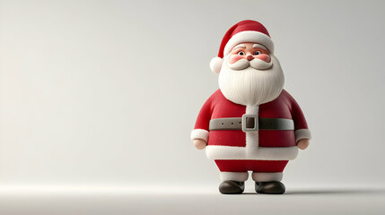 3D Santa Claus Icon on Plain White Background - Joyful Present Santa with Dynamic Side-to-Side Camera Movement for Clean Copy Space