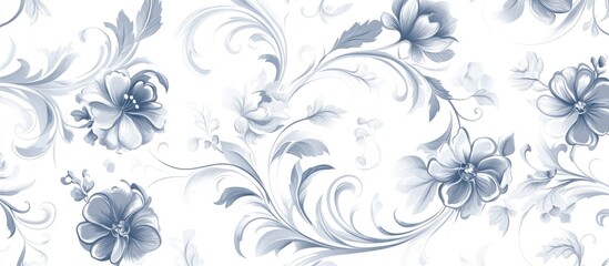 Obraz premium Floral pattern design featuring ornamental elements on a white backdrop