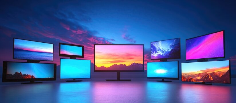 Comparison of television resolutions including 4K Full HD and HD Ready presented in a 3D render format