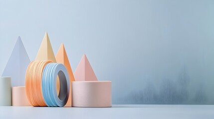 Fototapeta premium Resistance Bands in a Minimalist Scandinavian Inspired Fitness Equipment Display