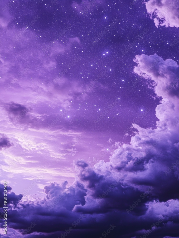 Wall mural purple starry night sky